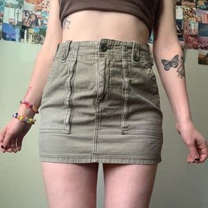 olive green free people mini skirt